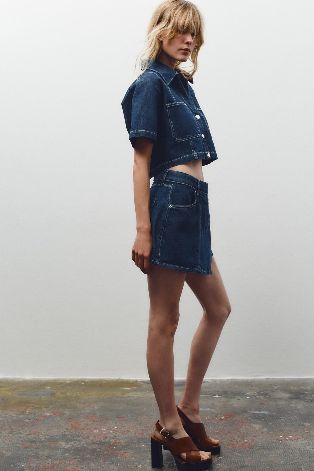 Z1975 Crossover Denim Culotte Skirt