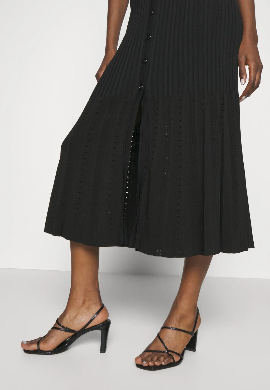 Two-Tone Knit Dress with Flared Sleeves