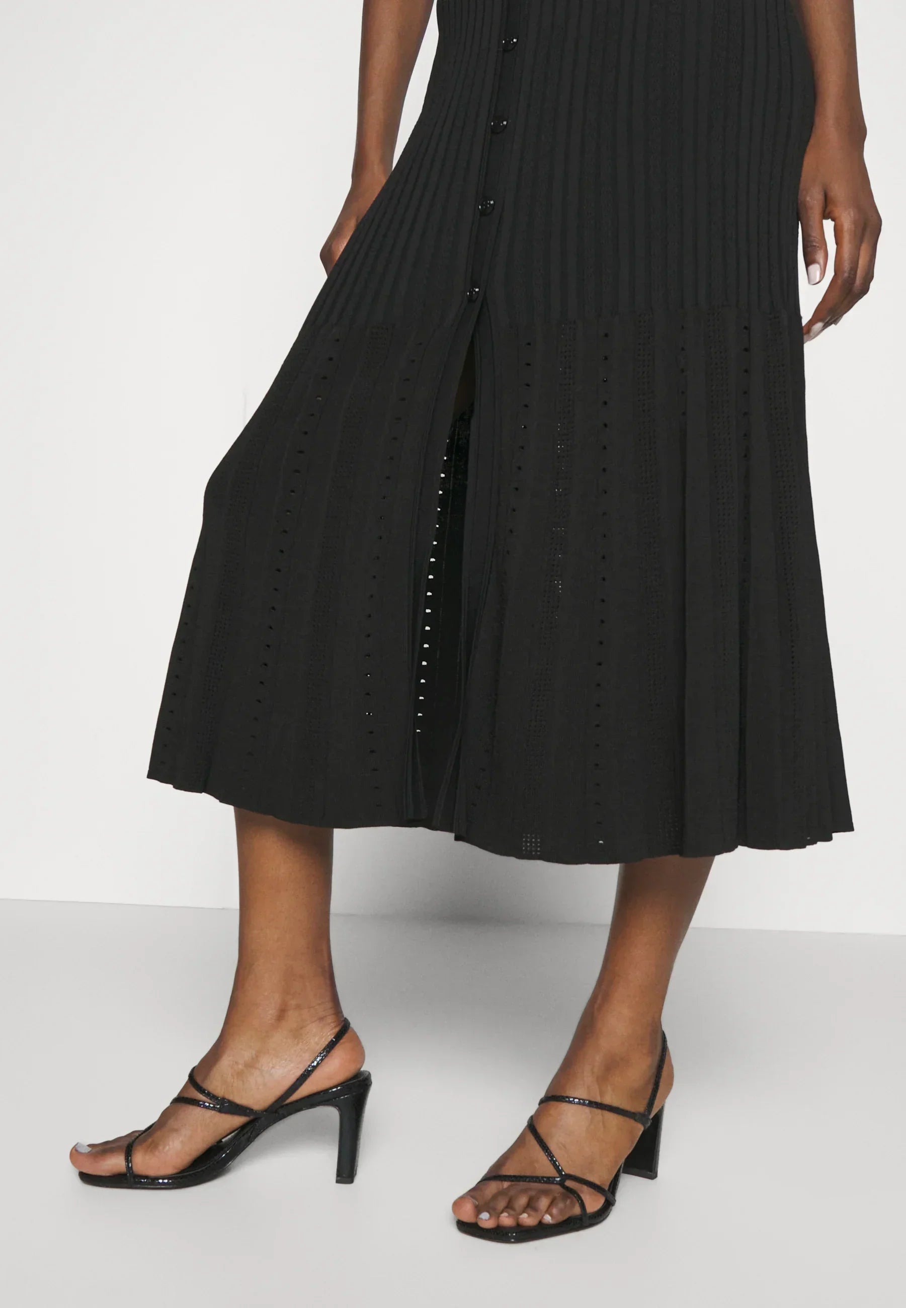 Two-Tone Knit Dress with Flared Sleeves
