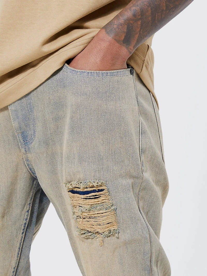 Ripped Off-White Flare Jeans – 20515