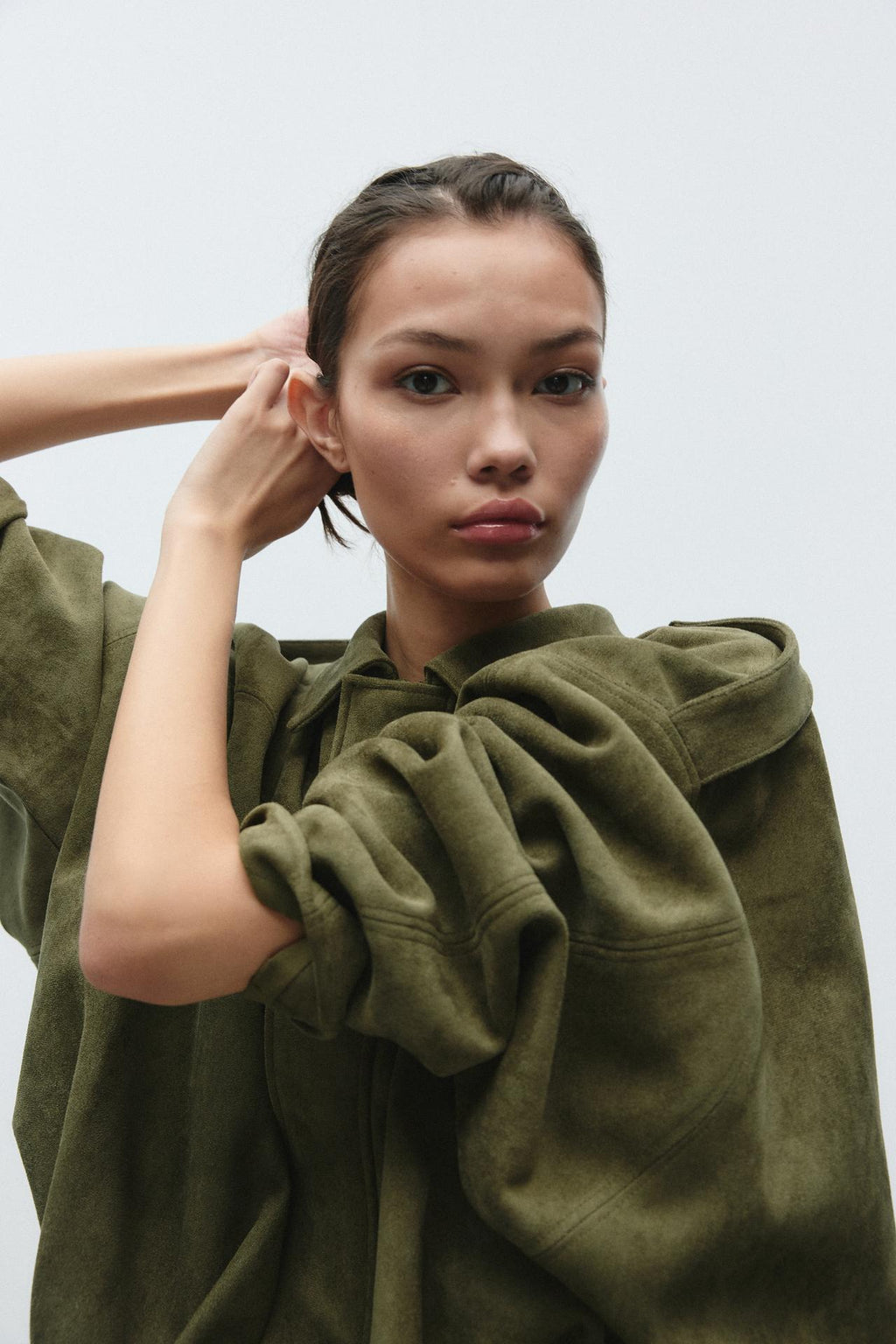 Suede-Effect Bomber Jacket