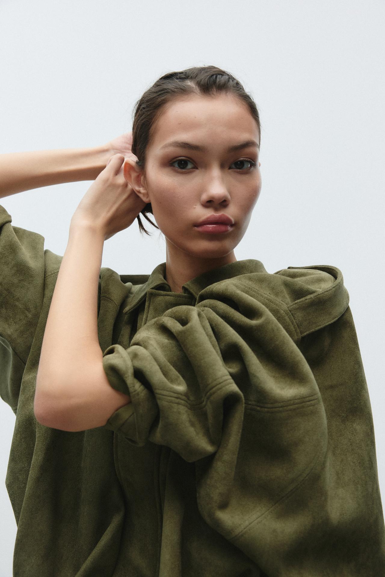 Suede-Effect Bomber Jacket