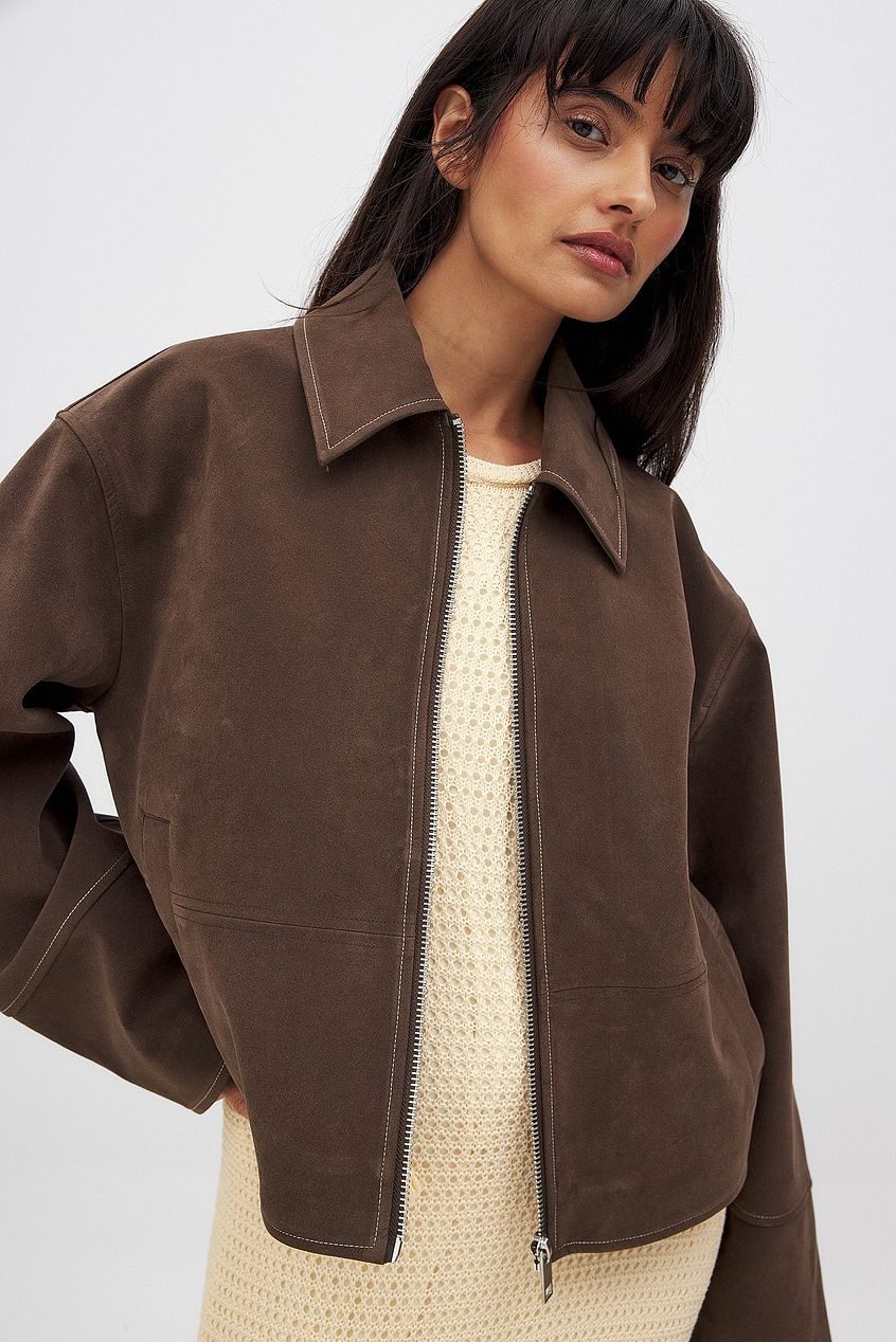 Faux Suede Zip-Up Vest