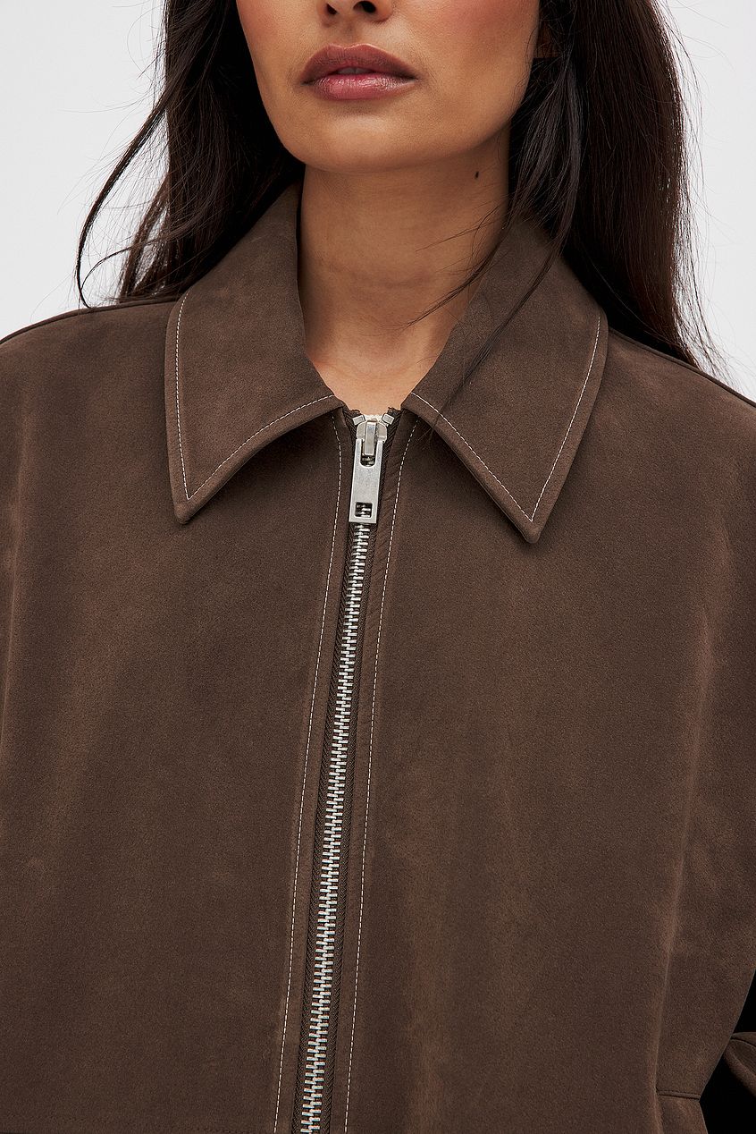 Faux Suede Zip-Up Vest